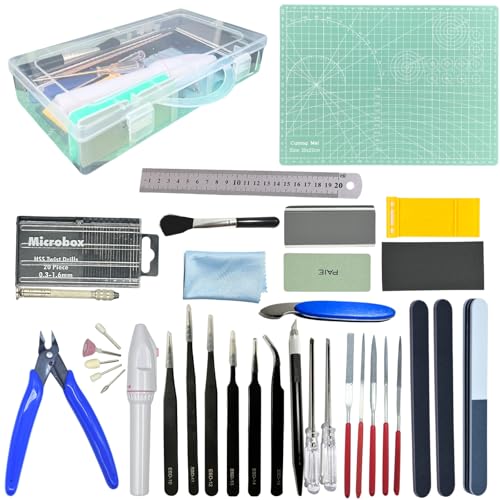 Gundam Model Tool Kit, 64pcs Hobby Modeler Basic Tool Set for Minature Bandai Models, Cars, Airplanes, Buildings, Gundam, Robots Repairing Fixing