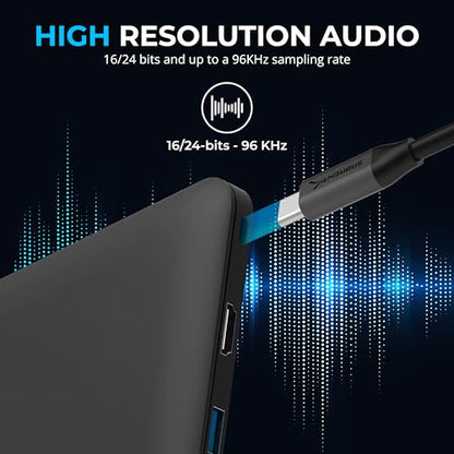 SABRENT USB to 3.5mm Audio Adapter, USB Sound Card, 24-Bit (AU-UCMA) | USB sound card; headphone & mic jack; 24-bit/96kHz; deep sound quality - style: USB-C