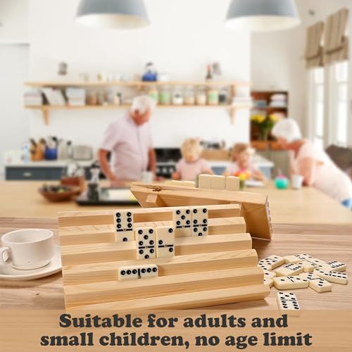 Doublefan Dominoes for Adults, Double 6 Domino Set 28 Tiles in Wood Case | Portable Travel wood case,28 Domino tiles, metal spinners, , for 2-4 players,family game, board game, Parent Gift choice - style: Standard