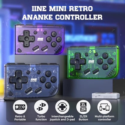 IINE Mini Retro Wireless Controller, Micro Remote Controller for Switch/OLED, PC, Android and IOS, Keychain Pocket-sized Controller with Turbo Function (Green) - color: Green