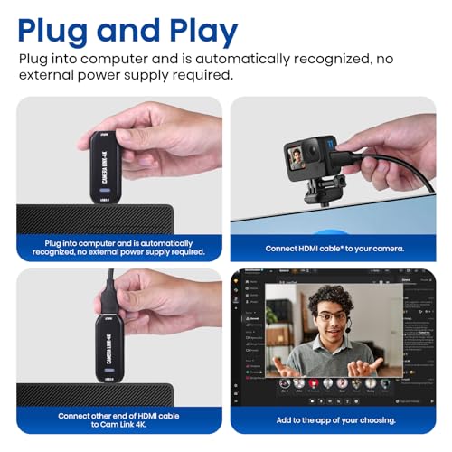 Cam Link 4K USB Capture Card – HDMI to USB 3.0, Plug-and-Play for Microscopes, DSLR, Electronics Repair & Precision Work, Live Streaming & OBS/Zoom, Windows/Mac