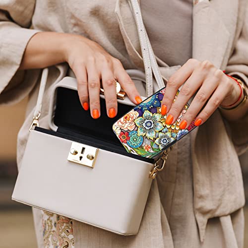 Credit Card Holder, Mini Aluminum Card Wallet RFID Blocking Slim Metal Hard Card Case for Women Men, Mandala Flower - color: Mandala Flower