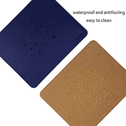 MelVan PU Leather Mouse Pad with Stitched Edge, Wood Mousepad, Waterproof Gaming Mouse Pad Mat for Computers, Laptop, Office & Home, 10.2" x 8.3", 1 Pack (Navy Blue) - color: Navy Blue