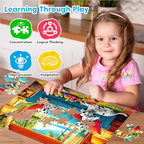 4 Packs 100 Piece Puzzles for Kids Ages 4-6 6-8 8-10, Cute Donuts & Insects & Dalmatians & Animals Educational Jigsaw Puzzles, Birthday Xmas Gifts for Boys Girls Teens Adults Kids Puzzles 4-6 5-8 - style: Donuts Insects Dalmatians Animals