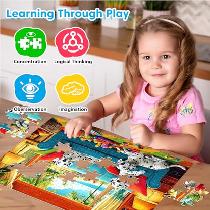 4 Packs 100 Piece Puzzles for Kids Ages 4-6 6-8 8-10, Cute Donuts & Insects & Dalmatians & Animals Educational Jigsaw Puzzles, Birthday Xmas Gifts for Boys Girls Teens Adults Kids Puzzles 4-6 5-8 - style: Donuts Insects Dalmatians Animals