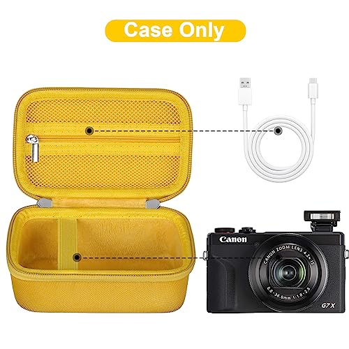 Canboc Carrying Case for Canon PowerShot G7 X Mark III/ G7X Mark II/ G7X Digital Camera, Point and Shoot Vlogging Camera Bag, Zipper Mesh Pocket fits USB Cable, Batteries, Yellow - color: Yellow