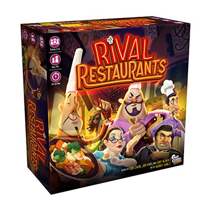 Rival Restaurants by Gap Closer Games | Strategy Board Game | 2 to 6 Players | Ages 10+ | 45+ Minutes | Unique Chefs, Upgradable Restaurants & Recipe Cooking - style: Base