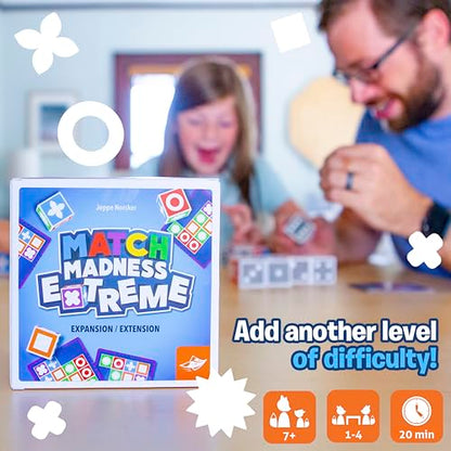 FoxMind Games: Expansion Pack -Match Madness Extreme Used with Original Match Madness Pattern Matching Puzzle Game, 60 New Challenge Cards, Fast-Paced up to 4 Players, Ages 7 and up - style: Expansion - Extreme