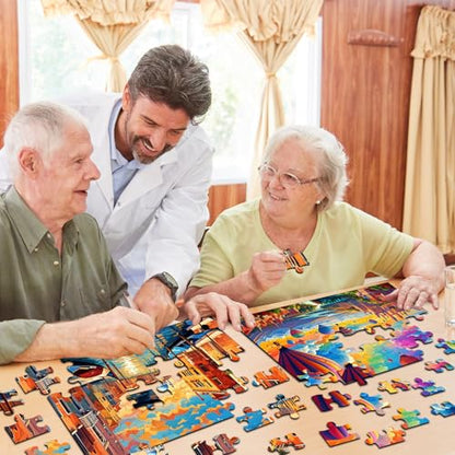 6 Pack 36-Piece Large Jigsaw Puzzles for Seniors Easy Dementia Alzheimer Products Dementia Activities Memory Training Game for Elderly Alzheimer's Patients in Nursing Home Gift (Style 1) - style: Style 1
