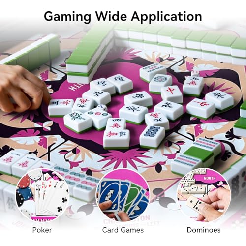 32.4x32.4 Inch Flamingo Mahjong Mat 3MM Noise Reduction | Non-Slip No Creases Mahjong Gifts with Carrying Bag for American Mahjong Poker Card Board Games Dominoes - color: Hot Pink