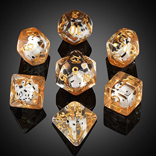 Cow DND Dice, DNDND 7PCS Resin D&D Die with Velvet Bag for Dungeons and Dragons Role Playing Games and Tabletop Games（Cow - color: Cow