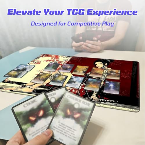 Japanese Tattooed Woman MTG Playmat, Card Game Play Mat with Stitched Edges, Smooth Surface Board Game Trading Card Mat, Non-Slip Rubber Base Large Gaming Mouse Pad 24 x 14 Inch - color: Japanese Tattooed Woman