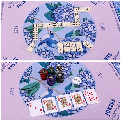 Mahjong Learning Mat (33” x 33”) with Black Carrying Bag, Anti-Slip, Mahjong Mat for Table, Board Games, Tile Games and Cards - color: Light Pink