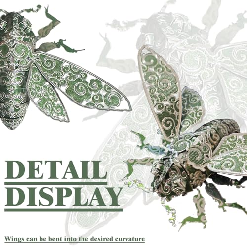 3D Metal Puzzles for Adults,Green Cicada 3D Model Building Puzzle Kits,Cool Insect Animal Themed Design,Bugs Model Kits Brain Teaser DIY Assembling Crafts Kits Creative Ornament(Cicada) - color: Cicada