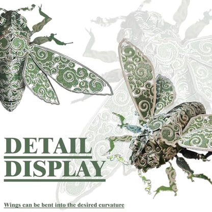 3D Metal Puzzles for Adults,Green Cicada 3D Model Building Puzzle Kits,Cool Insect Animal Themed Design,Bugs Model Kits Brain Teaser DIY Assembling Crafts Kits Creative Ornament(Cicada) - color: Cicada