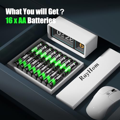 16 Pack 3400mWh Rechargeable Lithium Batteries AA for Blink Camera | 2000+ Cycles,1.5V Constant Output Double A Batteries for Remote, Control Toys - color: 16AA