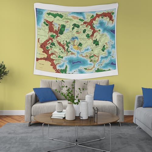 POLYMORPH PRINTS Greyhawk Indoor Wall Tapestry, Flanaess Advanced Dungeons and Dragons Indoor RPG Map Home Wall Decor | AD&D (80" x 68") - size: 80"L x 68"W
