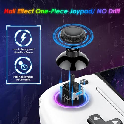 Moonag Switch Controllers Compatible with Nintendo Switch/OLED, Hall Effect One-Piece Controllers with 6-Axis Gyro, Motion Control, Wake-up, Dual Vibration, Turbo, 1000mAh Battery, White - color: White