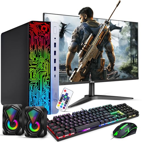 HP RGB Gaming Desktop PC Bundle - Intel Core i7 6th Gen, 16GB DDR4 Ram, 1TB SSD, Radeon RX - 550 4GB GDDR5, New 24 Inch Monitor - Prebuilt Gaming Computer, RGB Set - Windows 11 Pro (Renewed)