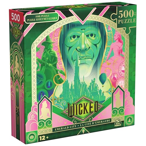 Spin Master Games Wicked Movie 500-Piece Lenticular Jigsaw Puzzle | 500-Piece Lenticular Puzzle, Screen-Free Activity, Stress Relief For Adults, Official Movie Themed Collectible Toy, Ages 8+ - style: Wicked 500 pc Emerald City Puzzle