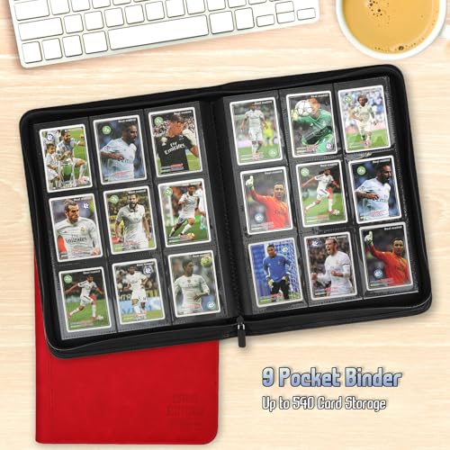 Trading Card Binder, Premium 9 Pocket Double Sided 540 Pocket PU Card Collection Binder, Collectible Trading Card Albums for MTG, TCG, Sport Card, Game Cards (Red) - color: Red