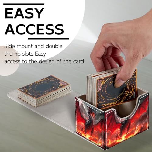 Trading Card Storage Box, Holds 100+ for MTG Cards, PU Leather with Magnetic Closure, Red Fire Dragon in Volcanic Durable Deck Box for Magic the Gathering, Trading Card Games - color: Red Fire Dragon in Volcanic