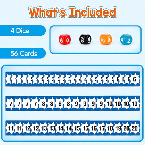 Aizweb Math Games for Kids - Addition, Subtraction, Multiplication, Division Flash Cards - Educational Learning Counting for Homeschool, Classroom, Travel - Indoor Outdoor Dice Family Game - style: Mental Math