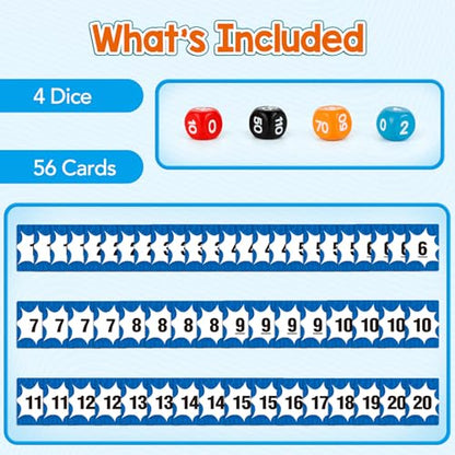 Aizweb Math Games for Kids - Addition, Subtraction, Multiplication, Division Flash Cards - Educational Learning Counting for Homeschool, Classroom, Travel - Indoor Outdoor Dice Family Game - style: Mental Math