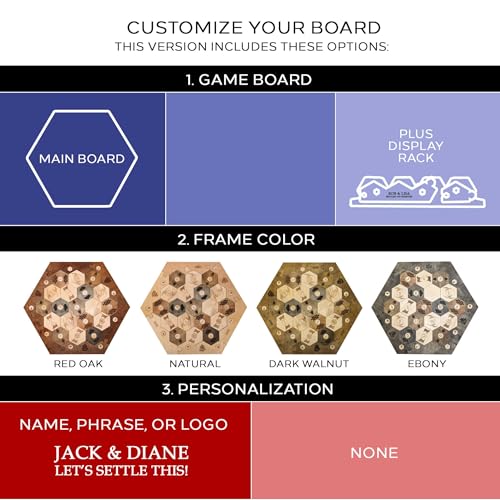 Personalized Wood Settler Game Board with Shelf Rack - 2-4 Players | Includes: Main Board and Shelf Rack | Compatible with Settler's of Catan - color: Custom: Board+rack, size: Custom