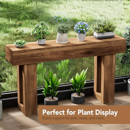63 Inch Long Console Table, Narrow Rectangular Sofa Table Behind The Couch, Farmhouse Entryway Table for Entrance, Hallway, Living Room (Brown) - color: Brown, style: No Socket