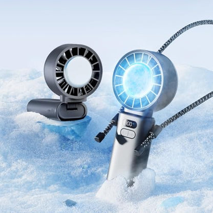 SOTHING 3600mAh Handheld Turbo Fan with Cooling Plate | Up to 15H Runtime, 100 Speeds control and 120° Foldable, 3-in-1 design for handheld, desk and neck use - size: 3600mAh Cooling Fan