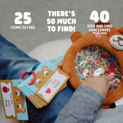 Chuckle & Roar Sensory Seek & Find Scavenger Hunt Bear – Plush Travel Toy with Hidden Objects, 40 No-Reading Challenge Cards, Sensory Activity for Focus & Calm, Toddler Gift Ages 3+ - style: Brown Bear