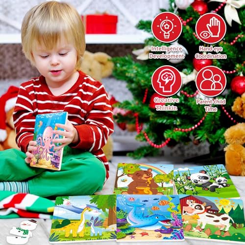 Puzzles for Kids Ages 4-6, 10 Pack of 20 Piece Wooden Jigsaw Puzzles for Toddlers Ages 3-5 Jigsaw Puzzle for Toddler Children Learning Educational Puzzles Toys for Boys and Girls.