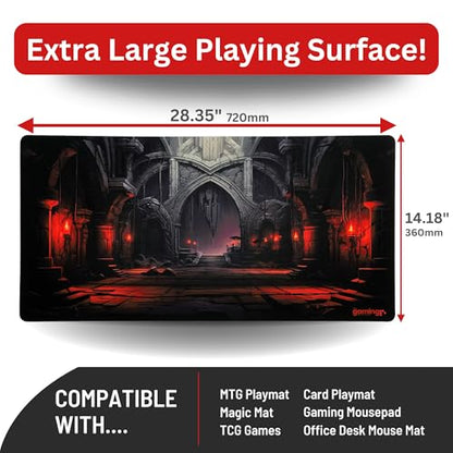 The Gaming Mat Company Single Player MTG Playmat & Mouse Pad – 28" x 14" Dungeon Gaming Mouse Pad Compatible with Magic: The Gathering playmats, MTG Cards, TCG Gaming mat - color: Dungeon