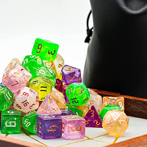 10 Sets DND Dice Polyhedral Dice Set (70pcs) with 2 Leather Bag, D&D Die Set for Dungeons and Dragons, RPG Table Games(10Sets/70Pcs) - color: 10sets/70pcs