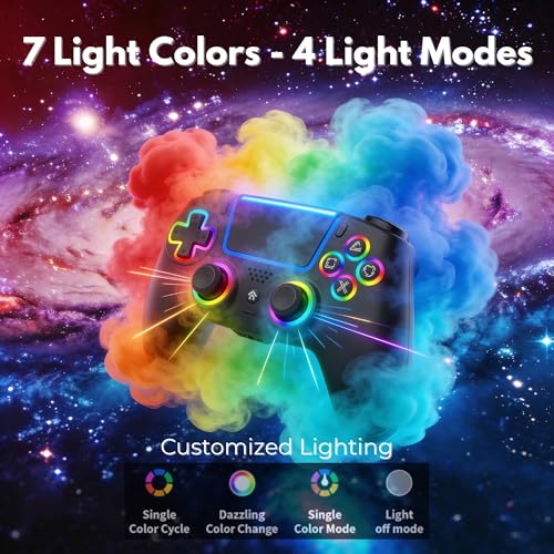 NEVORK Wireless Controller for PS5 Console and PC, Hall Effect Joysticks and Hall Triggers, RGB LED Gaming Controller 7 Colors, Programmable Back Buttons M1 M2, Turbo Rapid Fire, Dual Vibration, 6 Axis Motion, 3.5mm Audio Jack, Black
