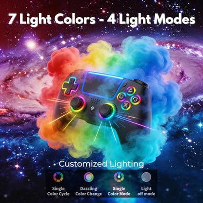NEVORK Wireless Controller for PS5 Console and PC, Hall Effect Joysticks and Hall Triggers, RGB LED Gaming Controller 7 Colors, Programmable Back Buttons M1 M2, Turbo Rapid Fire, Dual Vibration, 6 Axis Motion, 3.5mm Audio Jack, Black