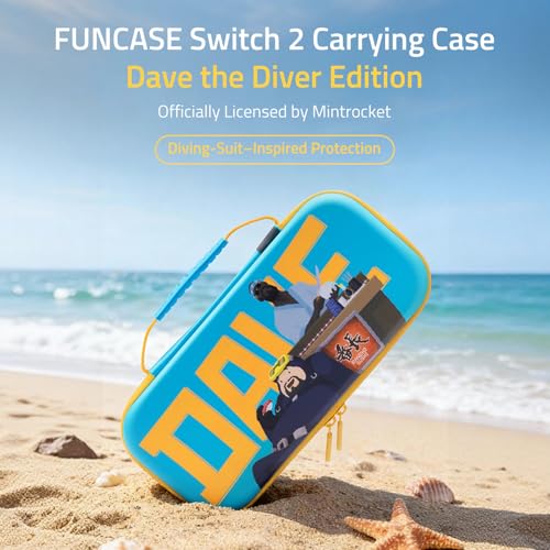 FUNLAB Switch 2 Carrying Case Compatible with Nintendo Switch 2/1/OLED, Portable Hard Shell Switch Carry Case with 10 Game Card Slots for Travel, Dave the Diver Official Licensed, Sky-Blue - color: Sky-Blue