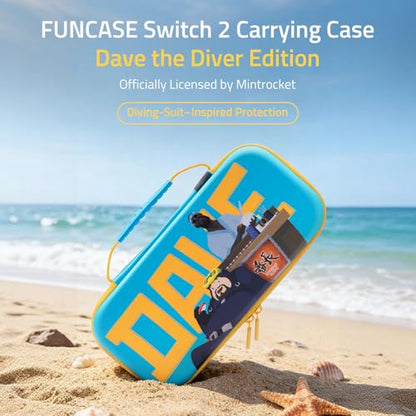 FUNLAB Switch 2 Carrying Case Compatible with Nintendo Switch 2/1/OLED, Portable Hard Shell Switch Carry Case with 10 Game Card Slots for Travel, Dave the Diver Official Licensed, Sky-Blue - color: Sky-Blue