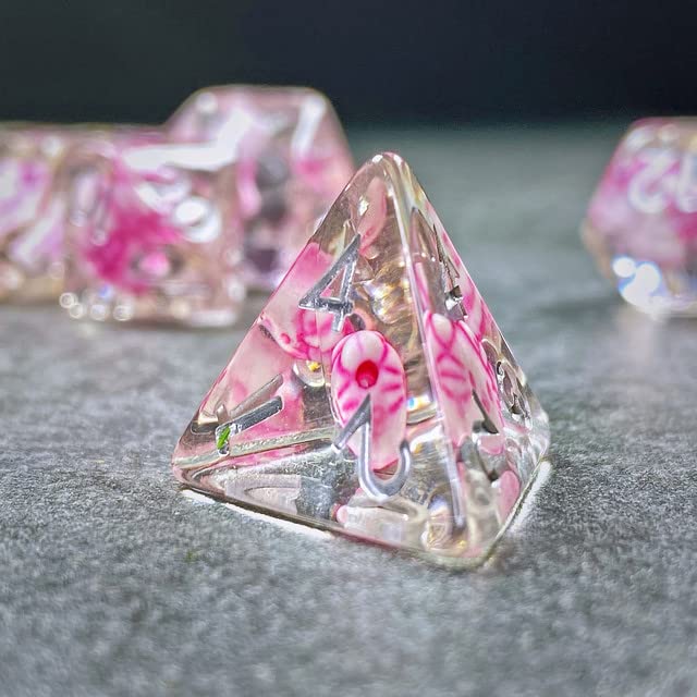 Sage's Portal Familiars and Reagents Resin DND Dice Set Polyhedral Dice Set for Dungeons and Dragons RPG Tabletop TTRPG (Kitty Treats) - color: Kitty Treats