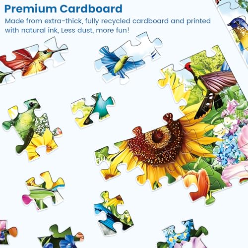 500 Pieces Puzzle for Adults - Summer Birds Garden Jigsaw Puzzle for Adults Teens,Recycled Cardboard Hummingbird Flowers Puzzle 500 Pieces,Challenging Game for Family Fun & Gift Idea,20.5 x 15 in - style: Birds Garden