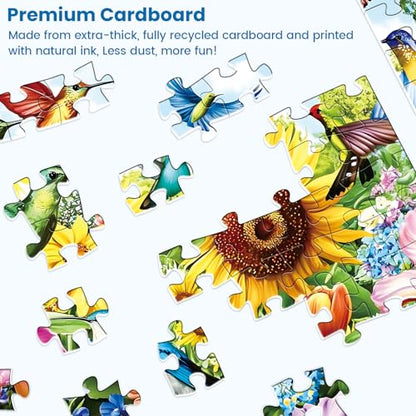 500 Pieces Puzzle for Adults - Summer Birds Garden Jigsaw Puzzle for Adults Teens,Recycled Cardboard Hummingbird Flowers Puzzle 500 Pieces,Challenging Game for Family Fun & Gift Idea,20.5 x 15 in - style: Birds Garden