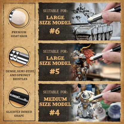 Golden Maple Model Paint Brushes Dry Brush - 18PC Large Dry Brush Set with Miniature Detail Paint Brush Set 3/0 5/0 10/0 for Effortless Miniature Painting, Model - color: Deep Black