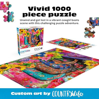 Buffalo Games Lars Stewart Cowgirl Colors 1000 Piece Jigsaw Puzzle - 26.75 x 19.75 in - Vibrant Western Art - Reference Poster - Jigsaw Puzzles for Adults