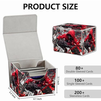 Strong Magnet MTG Demon Deck Box Playing Card Case Magic The Gathering Commander Deck Box Creative Pattern Trading Card Storage Box for Collectible Games, A Killer In The Red Hat - color: A Killer In The Red Hat