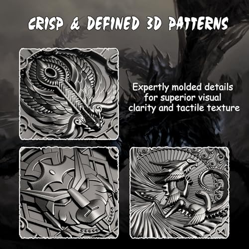 DNDND 8-in-1 Dual D20 Hexagonal Metal Dice - D&D Monster Themed Multi-Functional Dice Set for TTRPG Dungeons and Dragons with Collectible Gift Tin (Black) - color: Silver