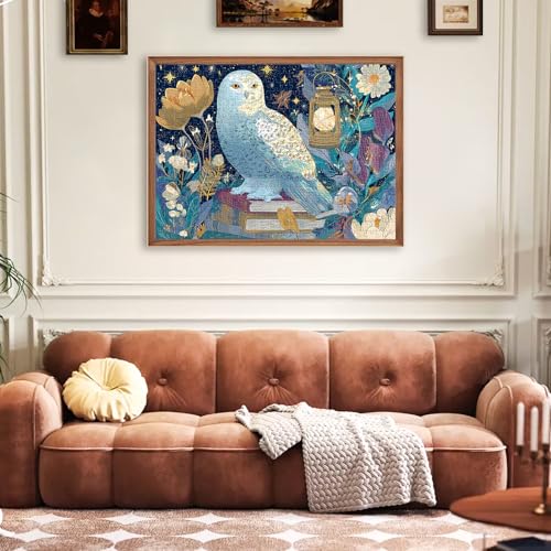 Owl Puzzle for Adults 500 Pieces, Mystical Night Owl Jigsaw Puzzle with Flowers & Lantern, Fantasy Animal Puzzles for Seniors Teens, Relaxing Easy Puzzles, Unique Art Family Game Great Gift Idea - style: Owl Puzzle