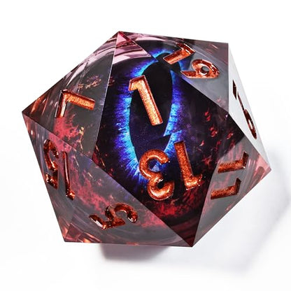Mini Planet 50mm Chonk D20 DND Liquid Core Dungeons and Dragons RPG Eyeball Handmade Resin Polyhedral Dice - color: Dragon Eye Dice 7