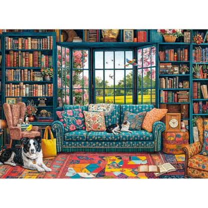 Puzzles for Adults 1000 Pieces,Cozy Study Jigsaw Puzzle with 1:1 HD Poster, Perfect Interlocking No Dust, Stress Relief Ideal Gift for Family Games - color: Cozy Study