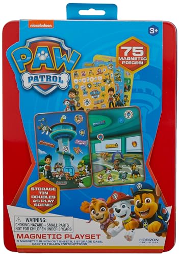 Paw Patrol Magnetic Playset, 75 Mix & Match Dress Up Magnets, 2-in-1 Storage Tin & Play Space, Fun Paw Patrol Toy for Kids 3 & Up, Great Travel Activity for Kids and Toddlers, Paw Patrol Activities - color: Paw Patrol